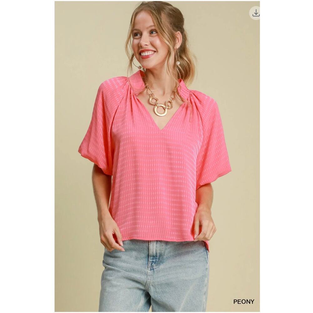 Umgee- Striped Silk Jacquard Blouse - Small - Picture 1 of 5